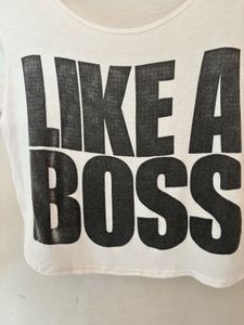 White "Like A Boss" Cropped T-Shirt