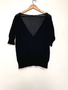 Black Oversized Zipper Pocket Sheer Top
