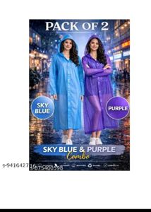 Pack of 2 Raincoats - Sky Blue & Purple