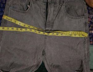 Grey Ripped Wide Leg Jeans