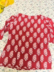 Red Paisley Print Kurta