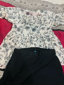 Black &amp; Beige Floral 3-Piece Co-Ord Set | Stylish