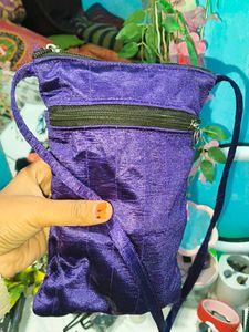 Embroidered Velvet Sling Bag