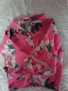 Vibrant Floral Print Twist Front Blouse