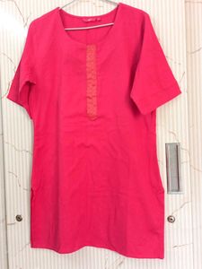 Short Kurta M Size Cotton Pink Formal