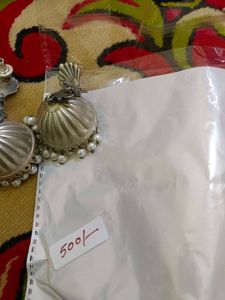 Silver Jhumka Earrings with Pearls