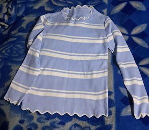 Striped Ribbed Mock Neck Top