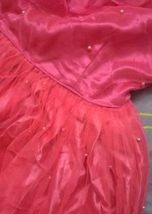 Stunning Red Gown with Floral Hem