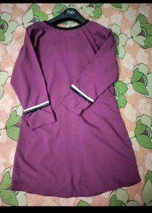 purple colour kurti with black lace