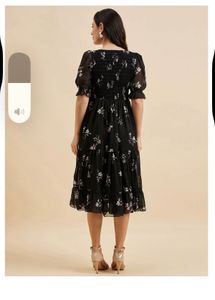 Floral Print Square Neck Puff Sleeve Georget