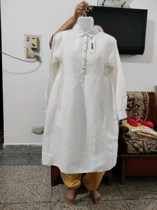 Ancestry Off-White Linen-Cotton kurta dress