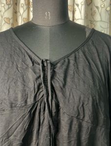 Chic Black Textured Long Sleeve Top