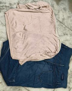 Allen Solly Top + Denim Jeans Combo
