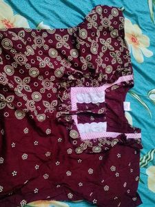 Maroon Printed Nightgown for Women
