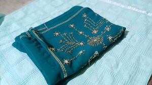 Teal Embellished Saree