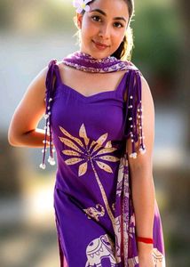 Vibrant Purple Kurta pant Set with Elephant Print
