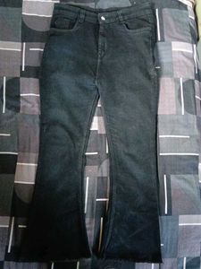 High Waisted Black Flare Jeans