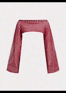 Crochet Net Long Sleeve Crop Top
