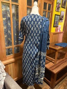Beautiful Blue Printed Kurta Set with Dupatta