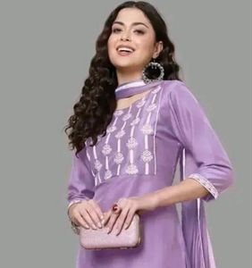 New 5xl Elegant Lavender Kurta Set with Dupatta