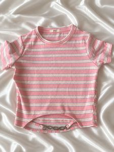 y2k pink and pastel striped crop top