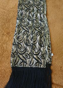Partywear Dupatta ,double Sided Wearable With Grey And Black Colour