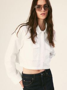 H&M White Cropped Cargo Shirt