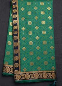 premium green banarasi saree with all over jacquar