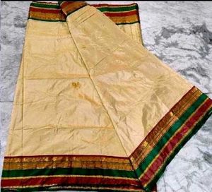 cream multi colour kanjivaram silk saree