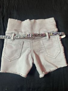 Cute Grey Denim Shorts with Belt