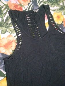 Black Tank Top with Cutout Detail