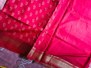 Vibrant Pink Silk Saree with Gold Border
