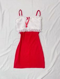 red fur fitted dress🪽
