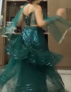 Emerald Green Sequin Lehenga Set