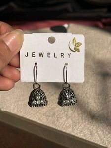 ✨ Oxidised Silver Jhumka Hoop Earrings |