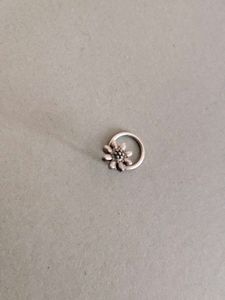 Oxidised Silver Flower Nose Pin
