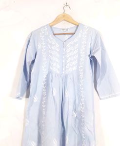 Light Blue Embroidery Kurta (Women's)