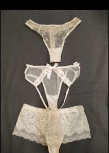 Sheer Lace Thong & Brief Set