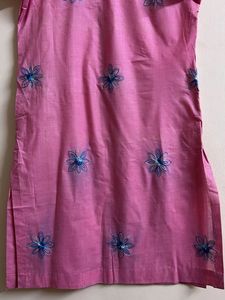 Pink Kurta with Floral Embroidery