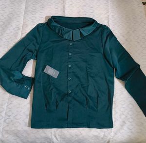 Elegant Teal Button-Up Blouse