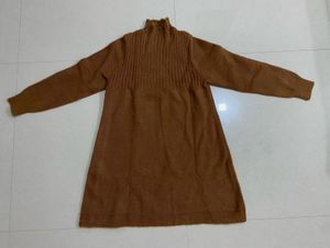Cozy Brown Knit Pullover Dress