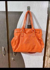 Vibrant Orange Structured Handbag