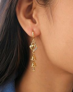 Gold Heart Dangle Earrings
