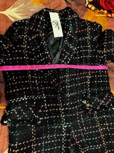 Elegant Navy Tweed Overcoat🖤🦋