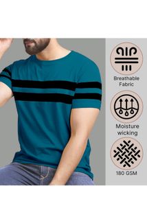 New Round Neck Cotton Blue T Shirt