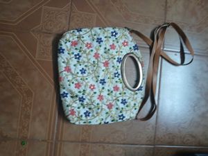 Embroidered Handbag with Floral Design