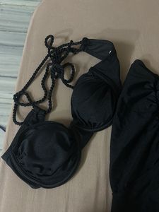 Chic Black Ruched Bikini Set
