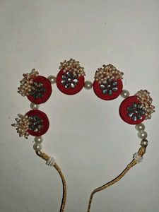 Red Pearl Necklace chokar &amp; bindi