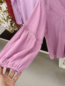 Charming Lavender Lace Trim Top
