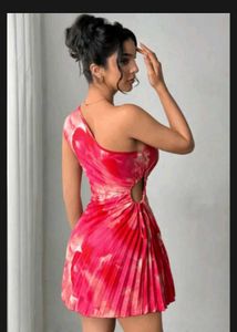 Pink Floral Pleated Gown